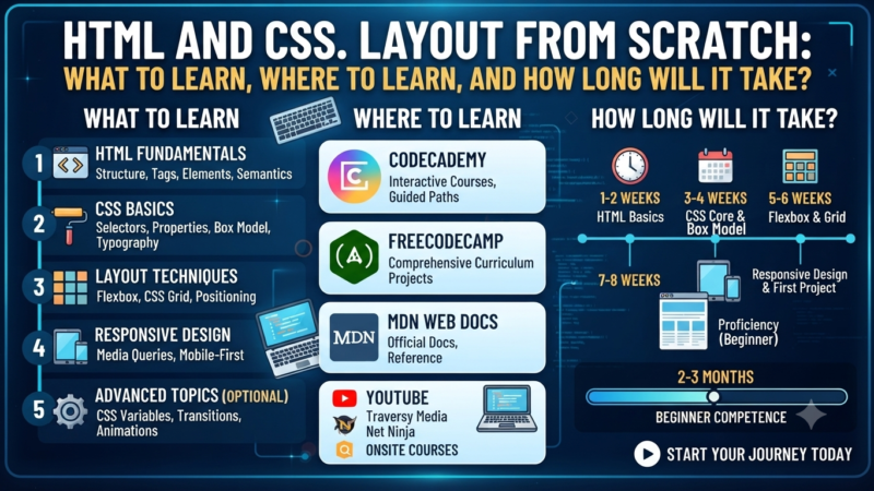 HTML and CSS. Layout from Scratch: What to Learn, Where to Learn, and How Long Will It Take?