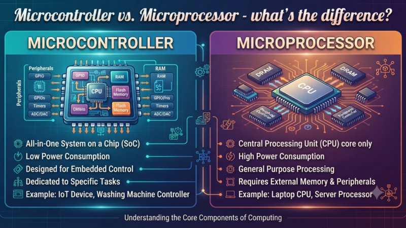 Microcontroller and Microprocessor – what’s the difference?